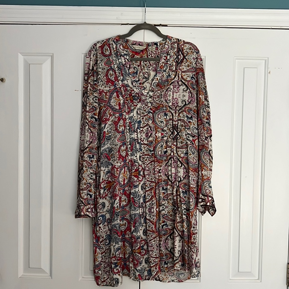 Anthropologie paisley short dress with long sleeves